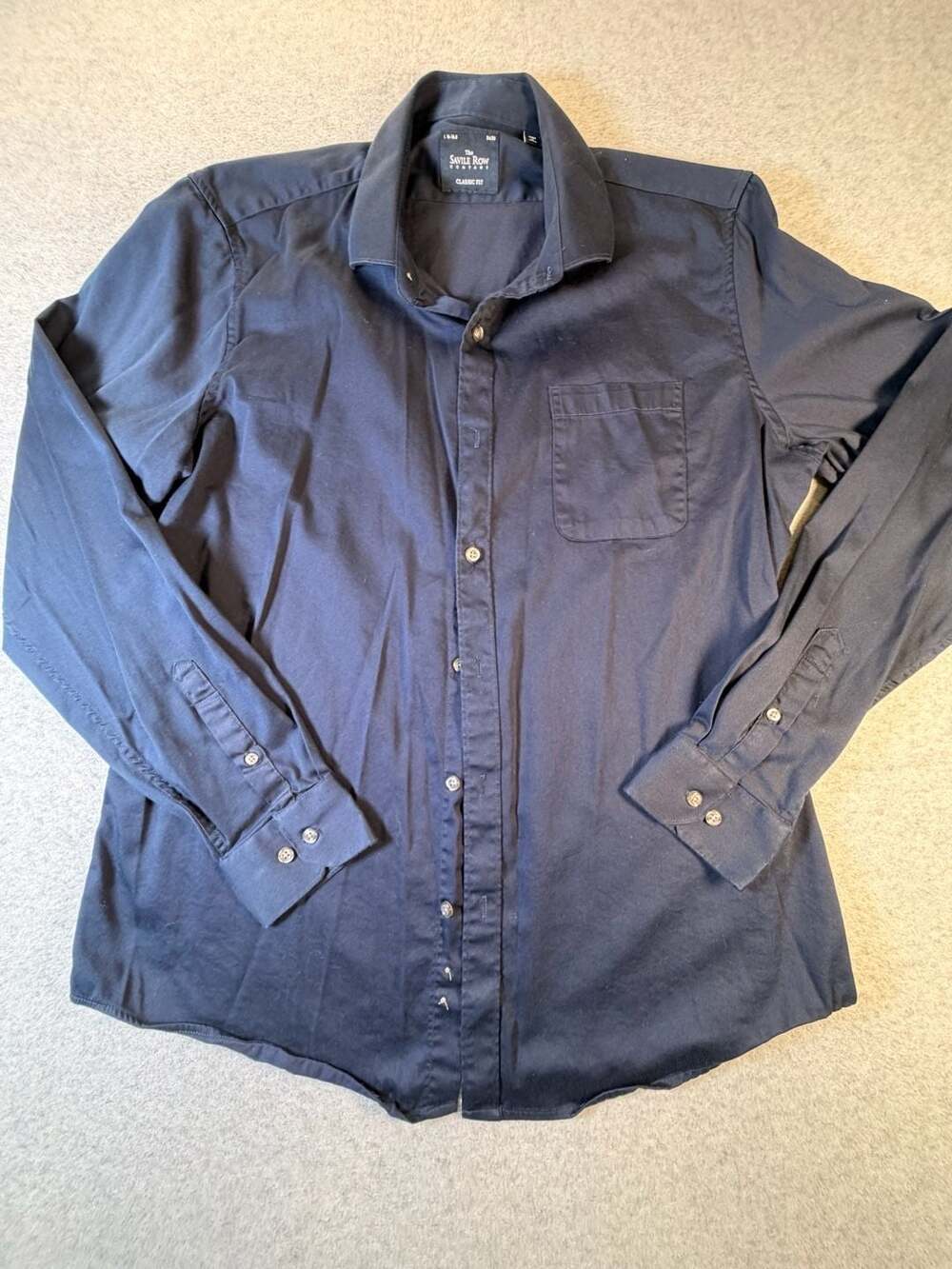 The Savile Row Company Classic Fit Dress Shirt Size 16-16.5 34/35 Navy Blue